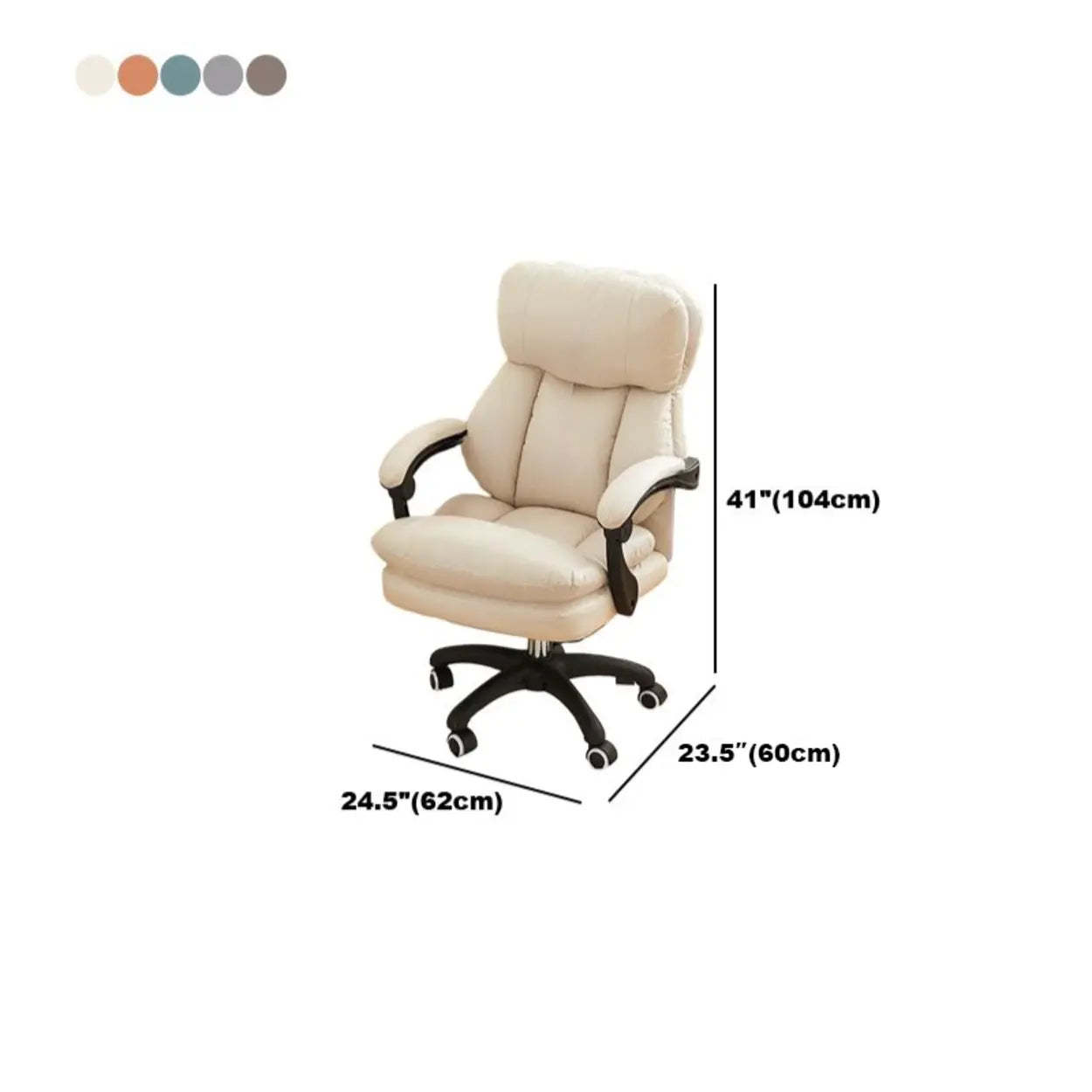 White Leather Adjustable Ergonomic Swivel Office Chair