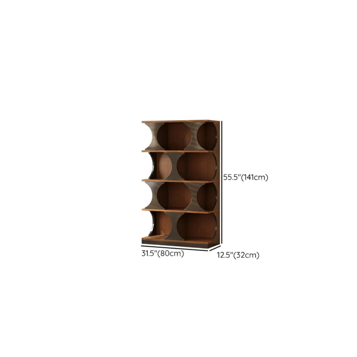 Mid-Century Geometric Brown Wood Bookshelf