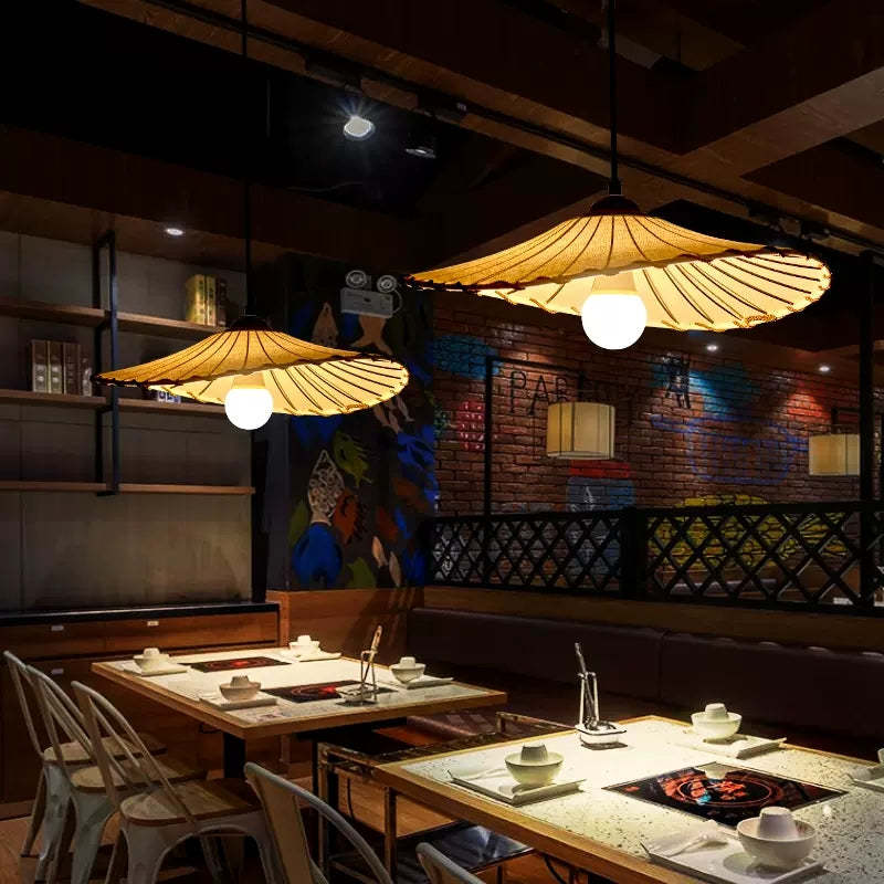 Vintage Lotus Leaf Fabric Pendant Light