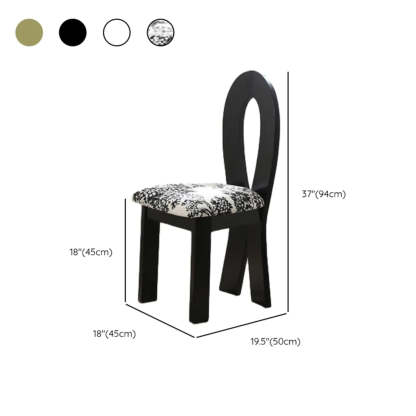Black Fabric Ribbon-Back Wood Dining Chair