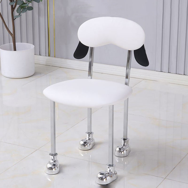 Contemporary Puppy Velvet Stainless Steel Open-Back Chair