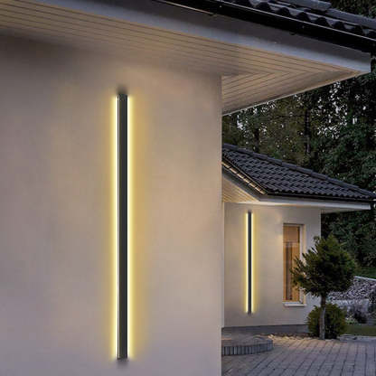 Black Long Strip Metal Waterproof Dimmable Modern Outdoor Wall Lights-Lighom