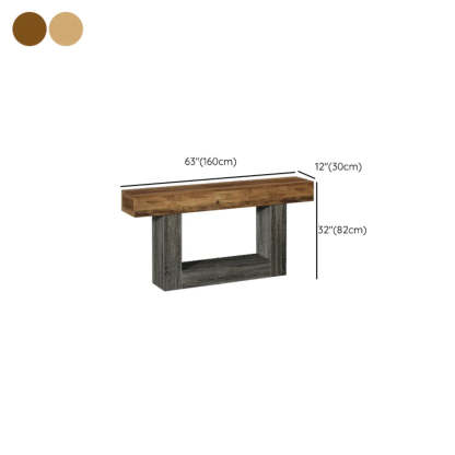 Rustic Wood Entryway Console Table with Floor Shelf