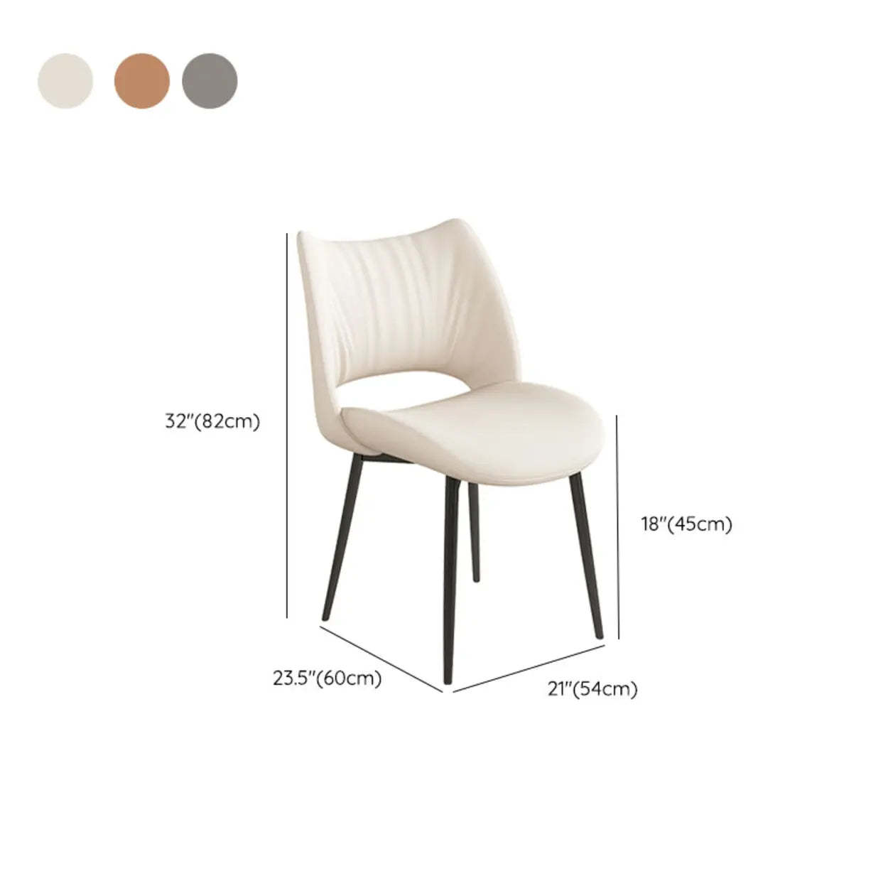 Modern Leather Open Back Dining Chair