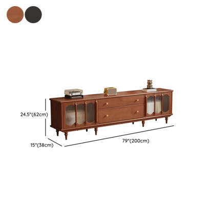 Rustic Black Wood Drawer Cabinet Long TV Stand