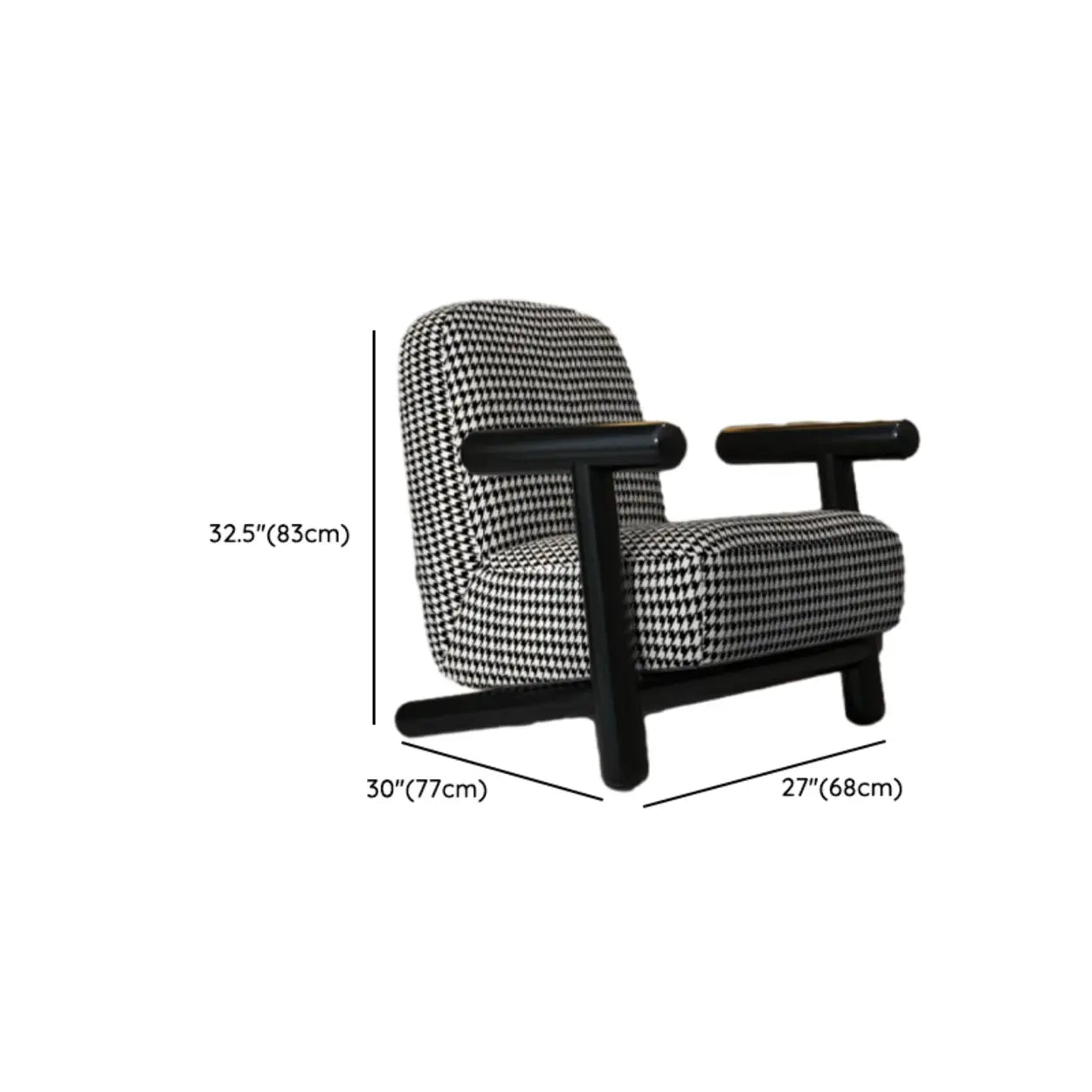 Modern Houndstooth Wood Lounge Chair with Arms