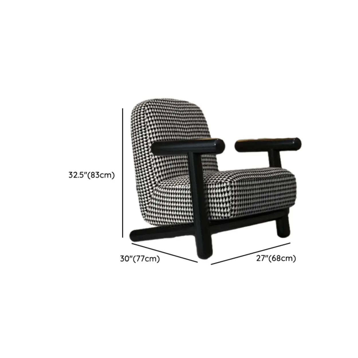 Modern Houndstooth Wood Lounge Chair with Arms