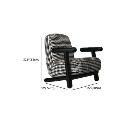 Modern Houndstooth Wood Lounge Chair with Arms