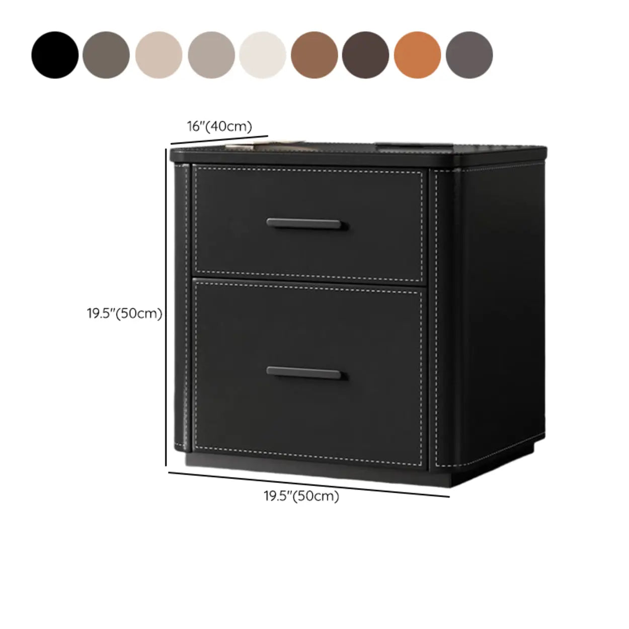 Modern Gray Narrow Wood 2-Drawer Nightstand — Cream Gray
