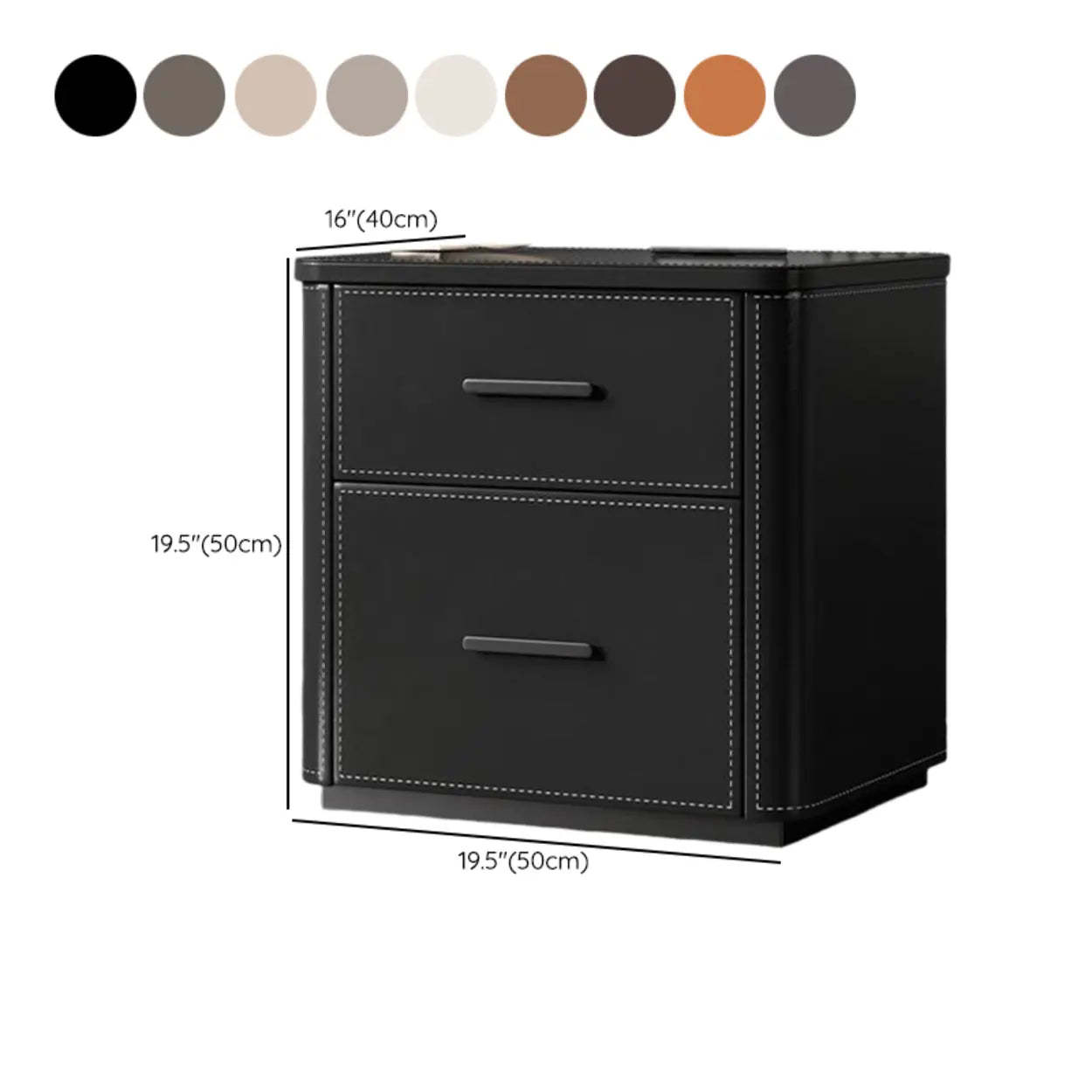 Modern Gray Narrow Wood 2-Drawer Nightstand — Cream Gray