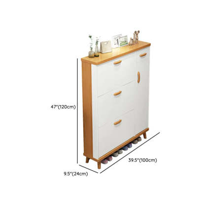 Adjustable White Wood Drop-Front Shoe Storage