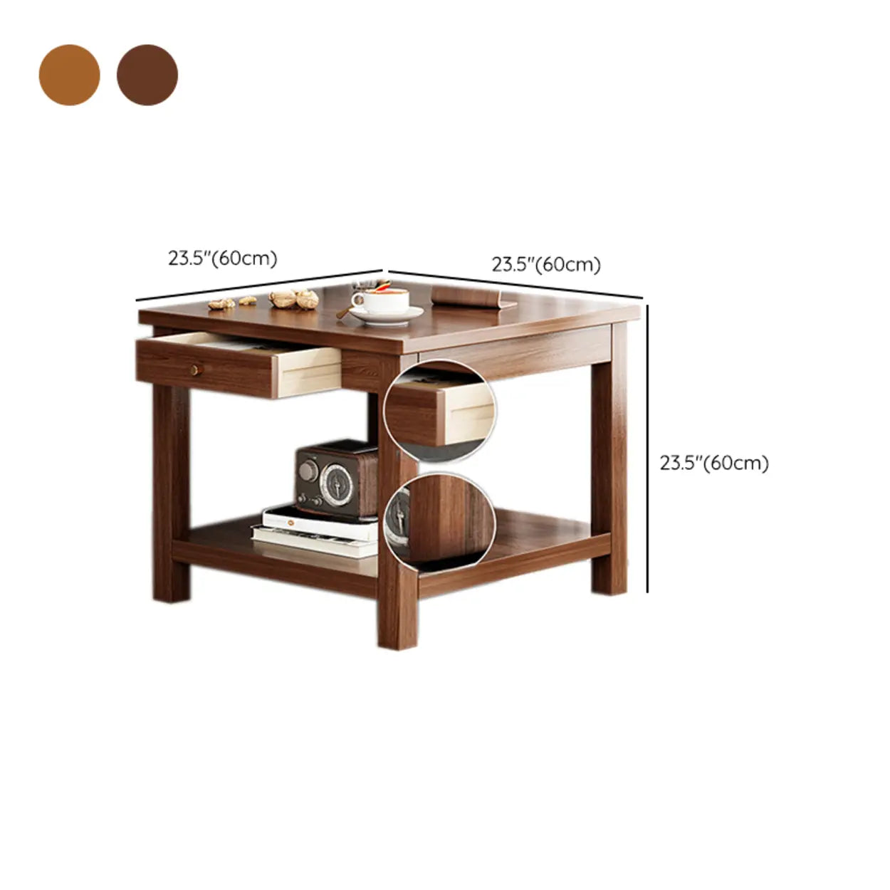 Modern Brown Rectangular Wood End Table