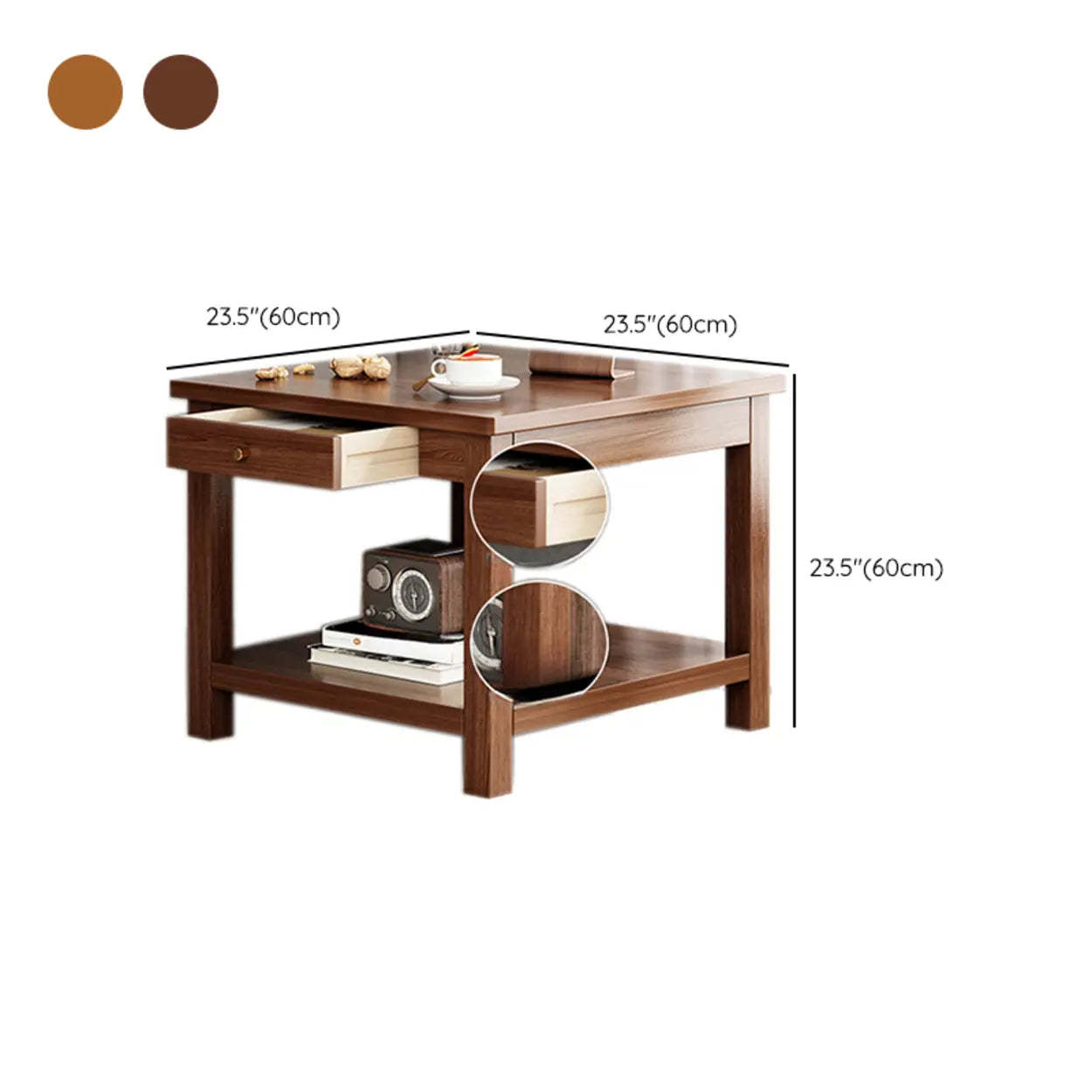 Modern Brown Rectangular Wood End Table