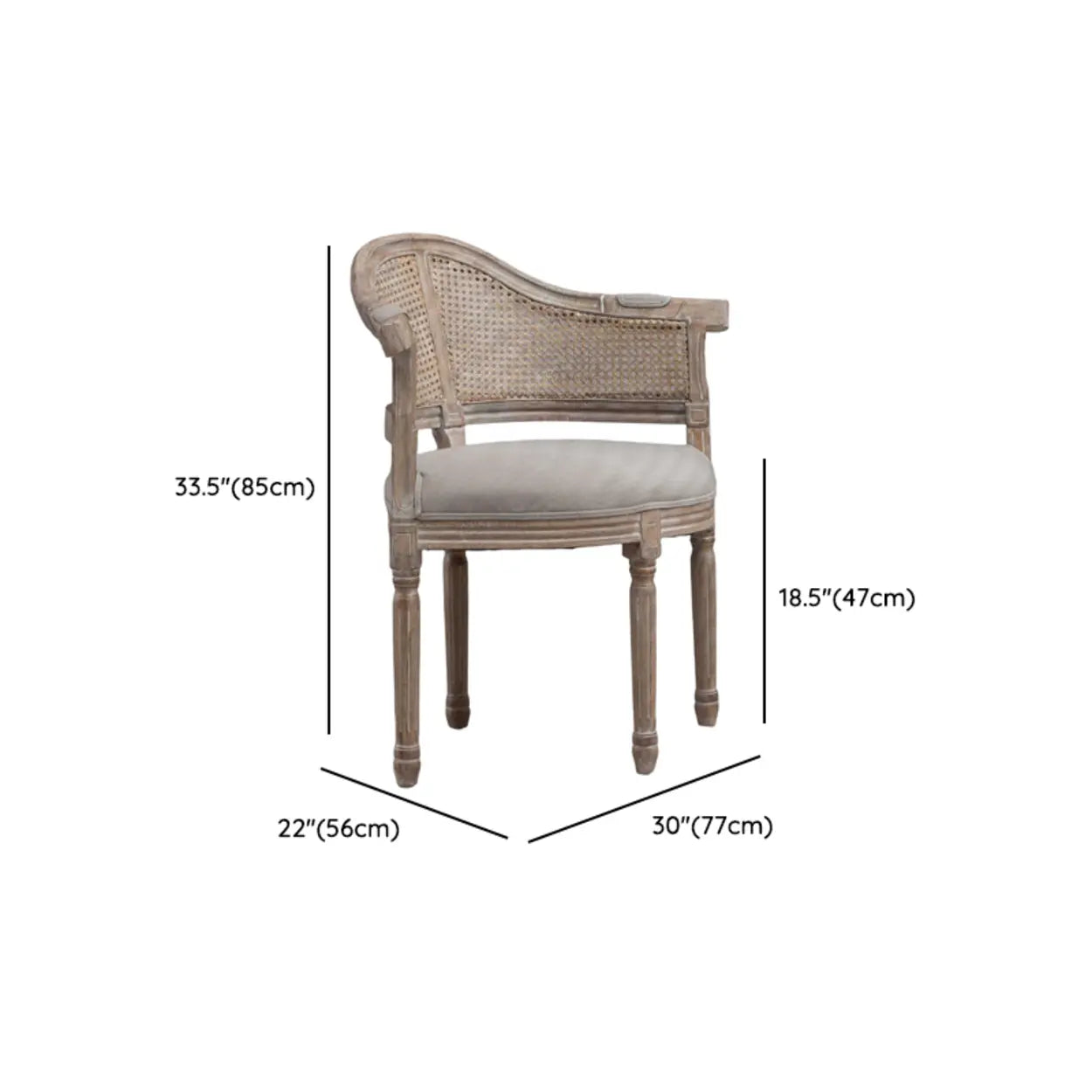Vintage Distressed Wood Cane-Back Dining Chair