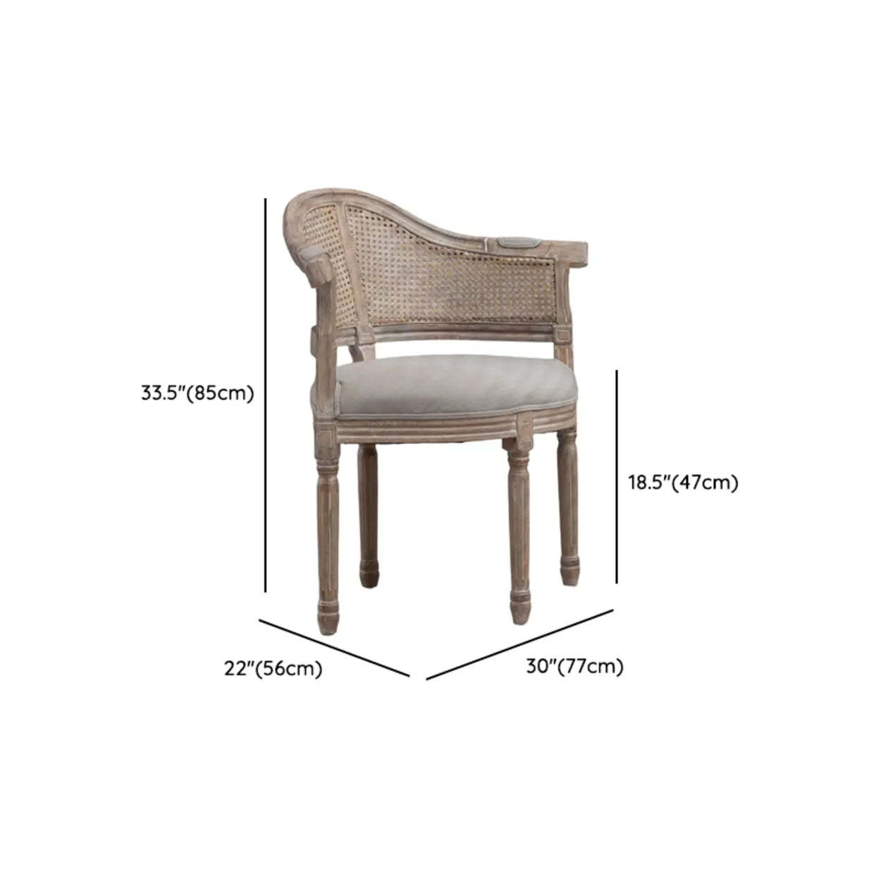 Vintage Distressed Wood Cane-Back Dining Chair
