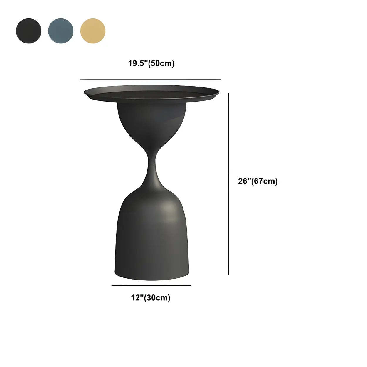Hourglass Metal Blue Tray-Top Side Table
