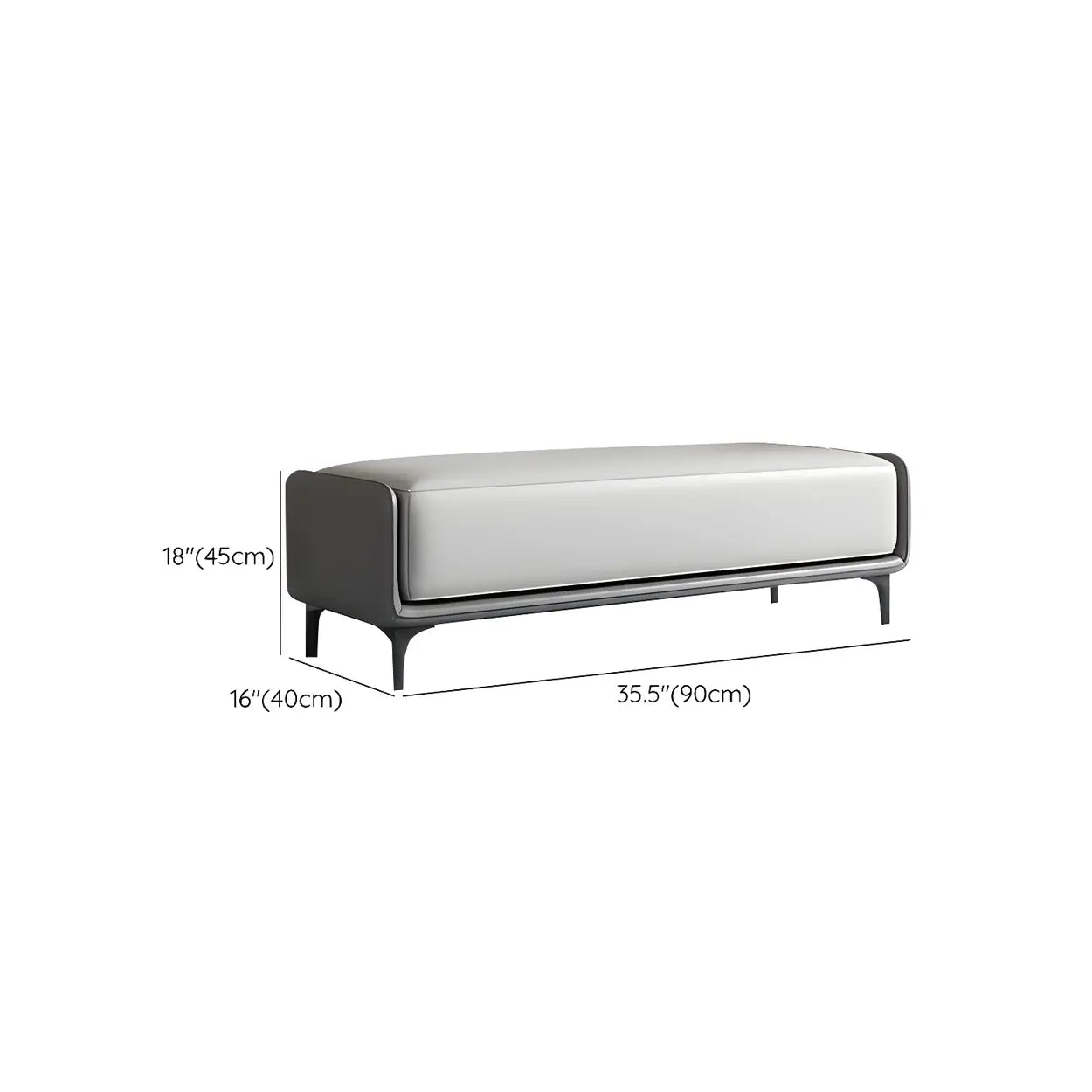 Short Gray Leather Upholstered Bedroom Bench — Grey/Blue / Microfiber Leather