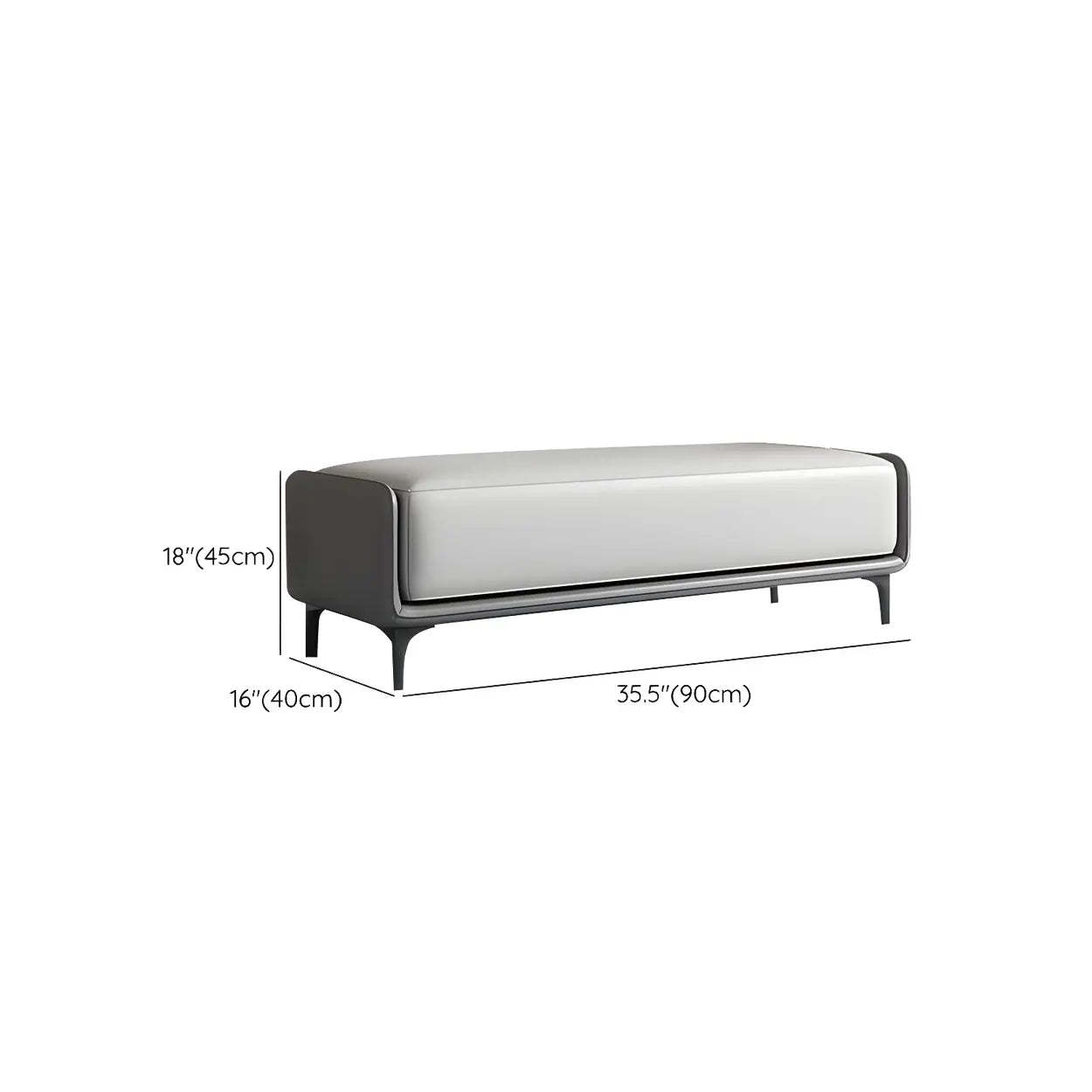 Short Gray Leather Upholstered Bedroom Bench — Grey/Blue / Microfiber Leather