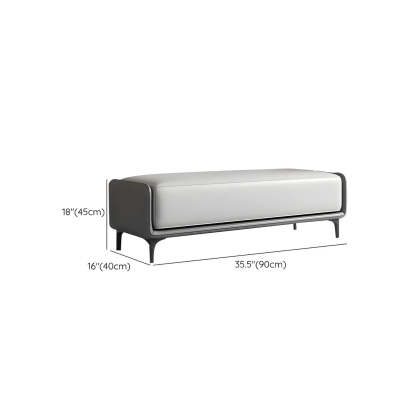 Short Gray Leather Upholstered Bedroom Bench — Grey/Blue / Microfiber Leather