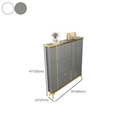 Modern Tall Gray Metal Hallway Shoe Cabinet