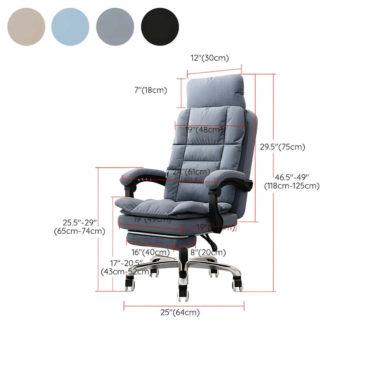 Modern High-Back Linen Swivel Ergonomic Office Chair