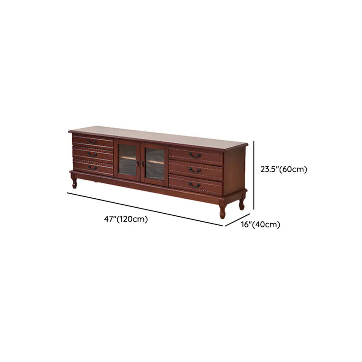 Mid-Century Brown Wood TV Stand with Drawers