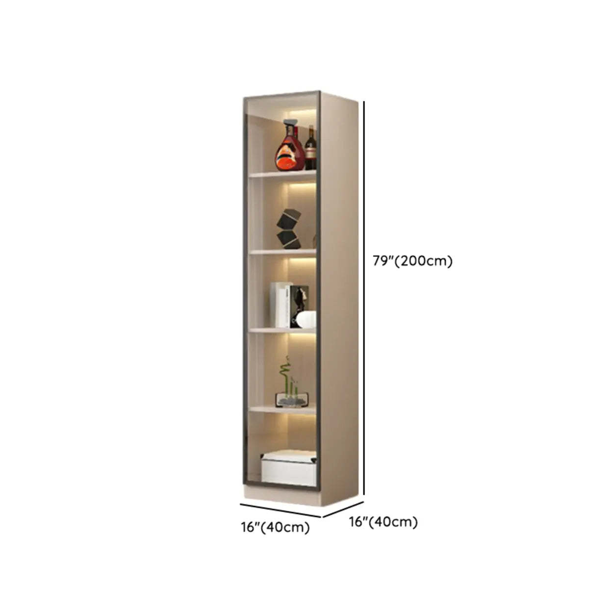 White Rectangular Glass Display Cabinet