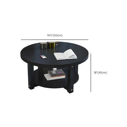 Wood Round Coffee Table with Storage Shelf