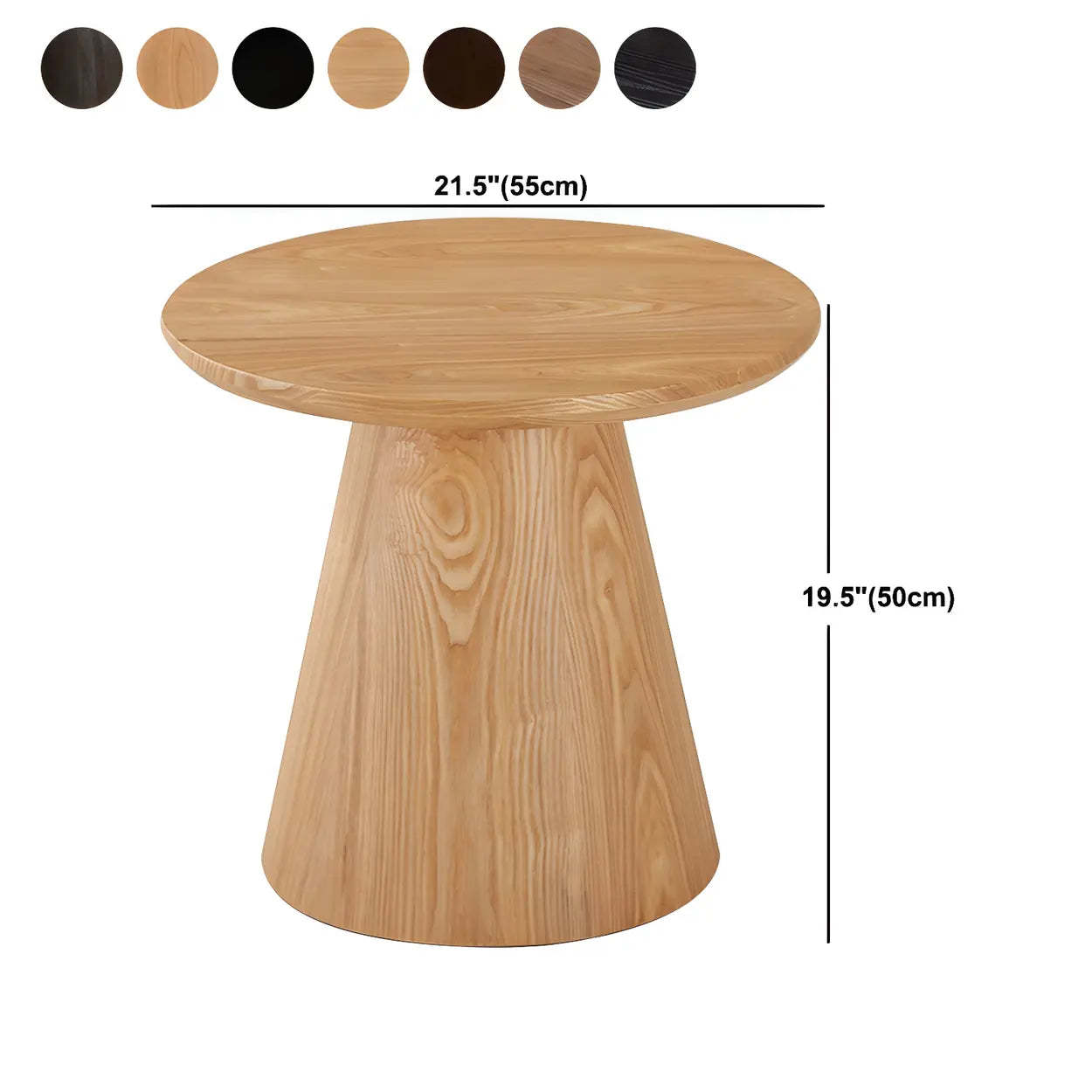 Dark Coffee Pine Wood Pedestal Round Coffee Table — Wood Color