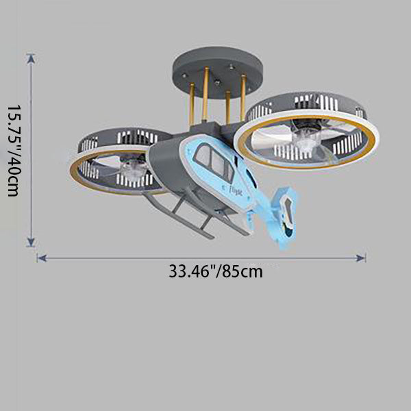 Blue cartoon kids aircraft ceiling fans
