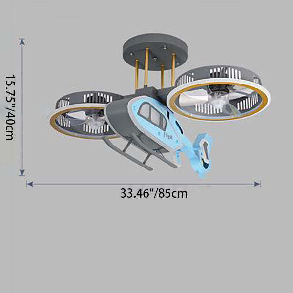 Blue cartoon kids aircraft ceiling fans