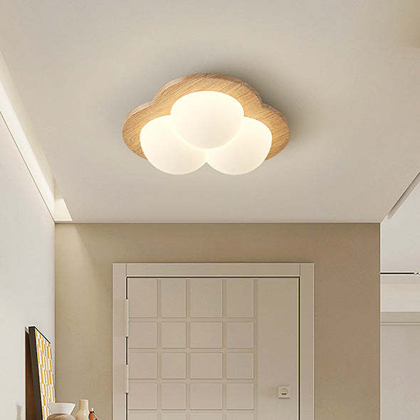 Chinese Rubberwood Heart Star Wave LED Flush Mount Light
