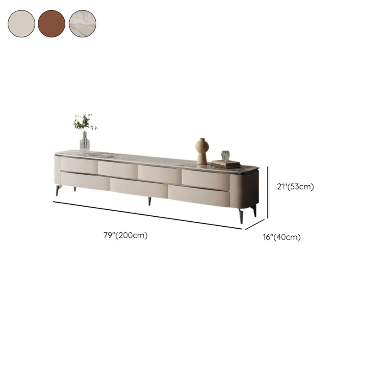Mid-Century Walnut Wood TV Stand with Storage — Nut-Brown