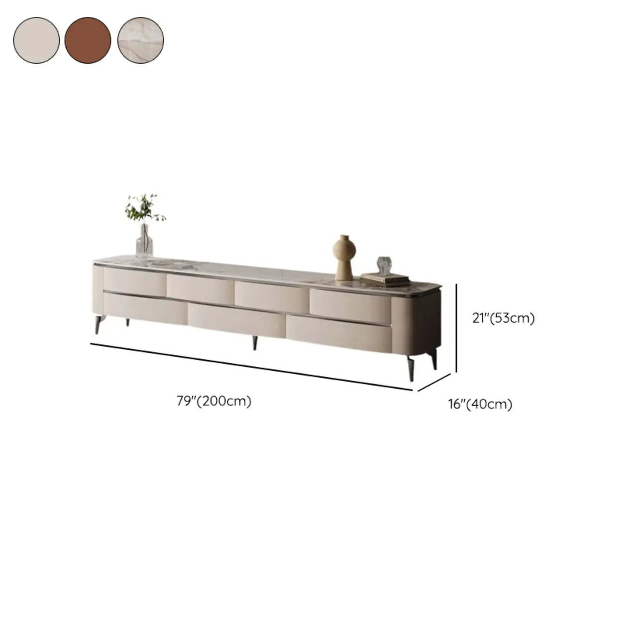 Mid-Century Walnut Wood TV Stand with Storage — Nut-Brown