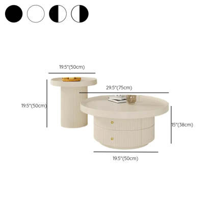 Black Metal Round Coffee Table Set with Storage