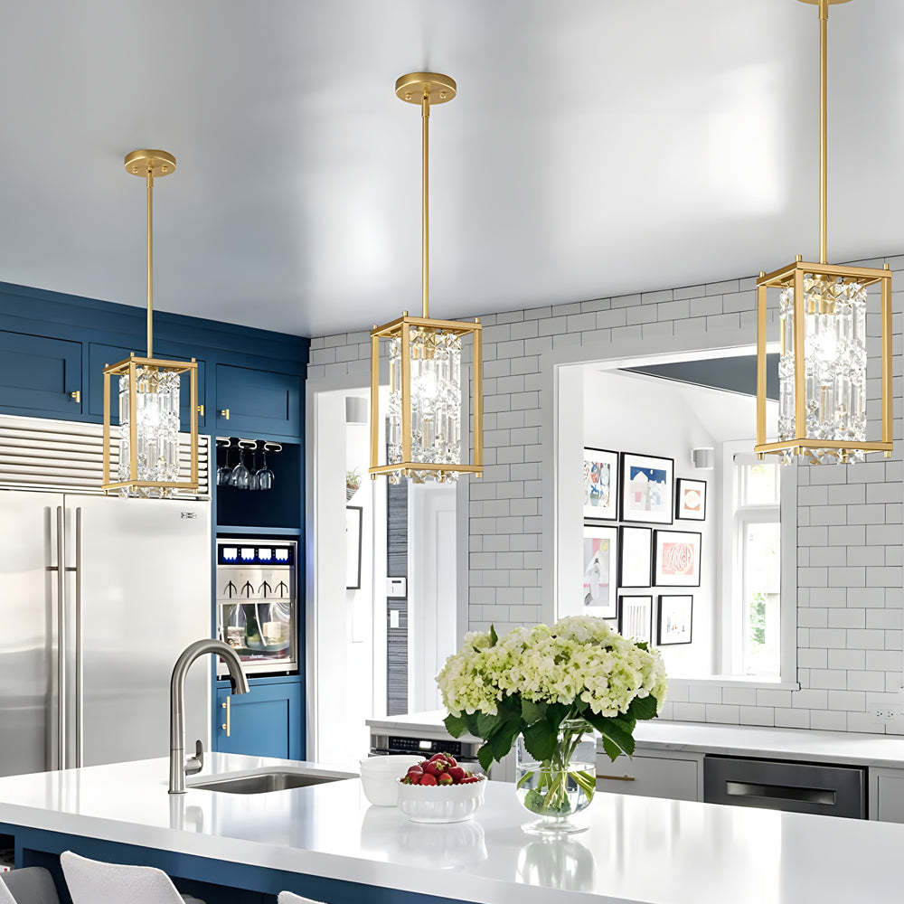 Round Iron Frame Crystal Modern Chandelier