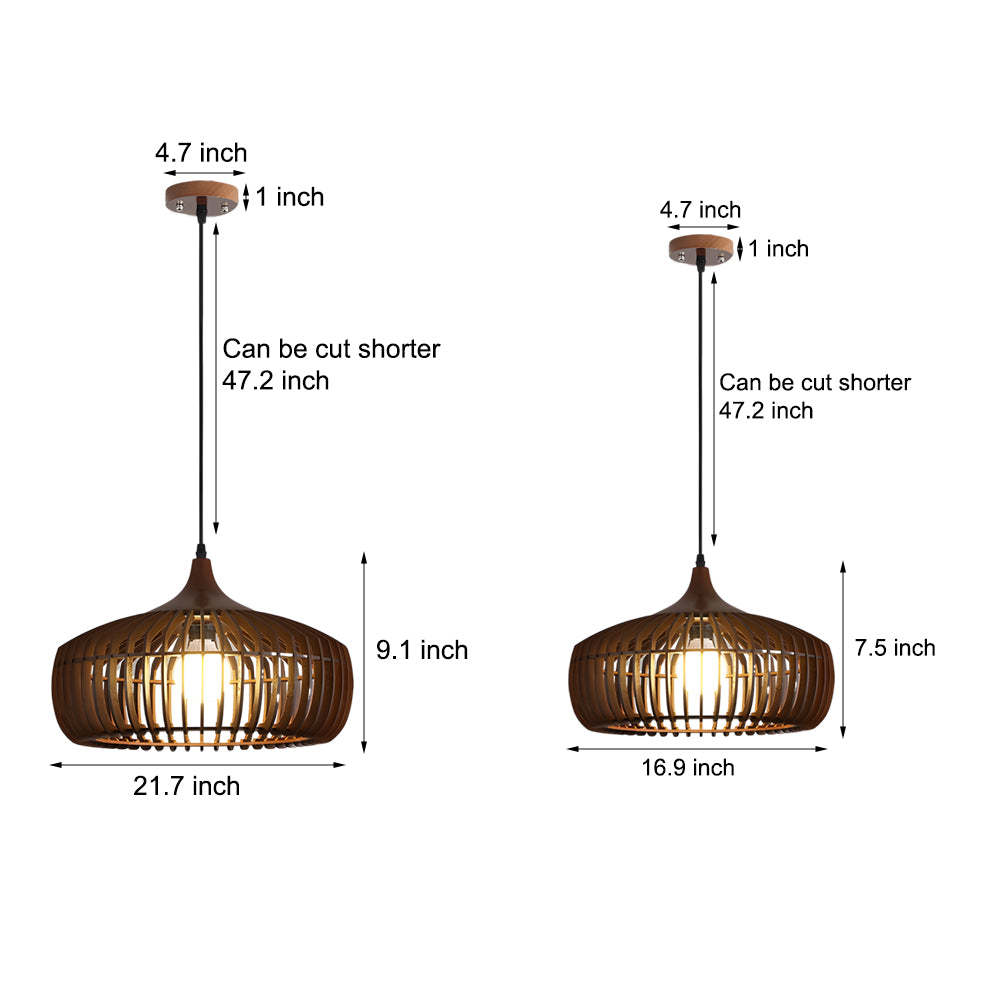 Japanese Wood Cage Pendant Light