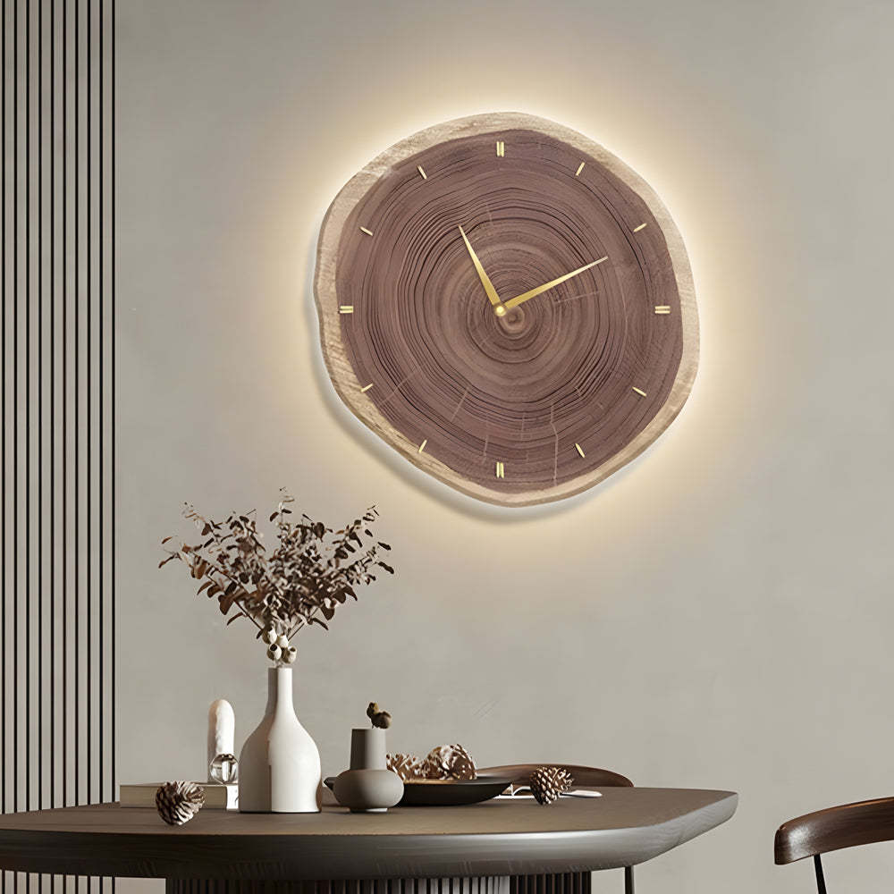 Rustic Wood Slice Clock with Remote