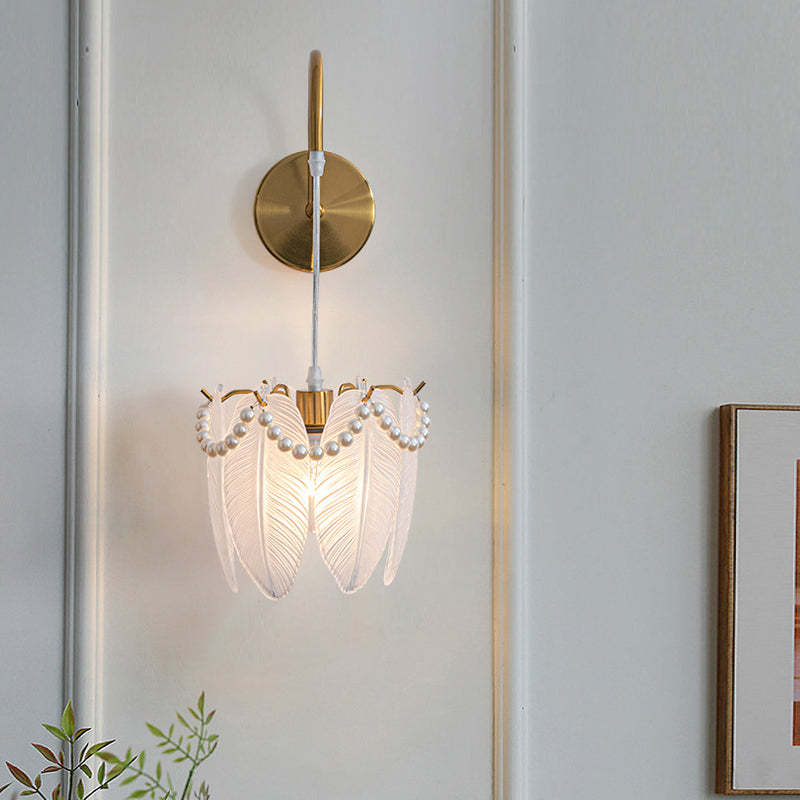 Glass Leaves Feathers Three Step Dimming Nordic Creative Wall Lights Fixture-Lighom