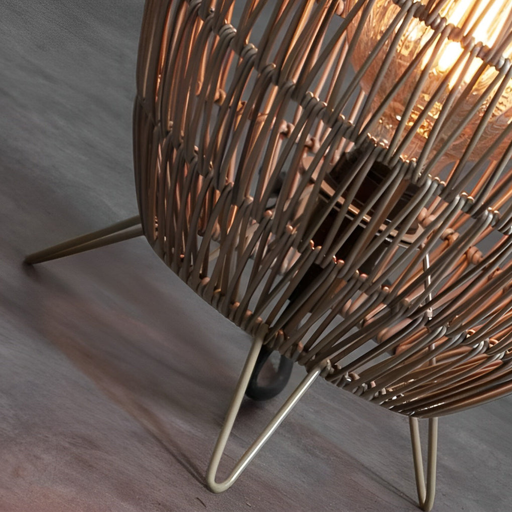Spaceship Lighting Handmade Rattan Oval Cage Waterproof Outdoor Floor Lamp-Lighom