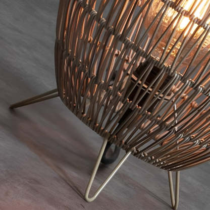 Spaceship Lighting Handmade Rattan Oval Cage Waterproof Outdoor Floor Lamp-Lighom