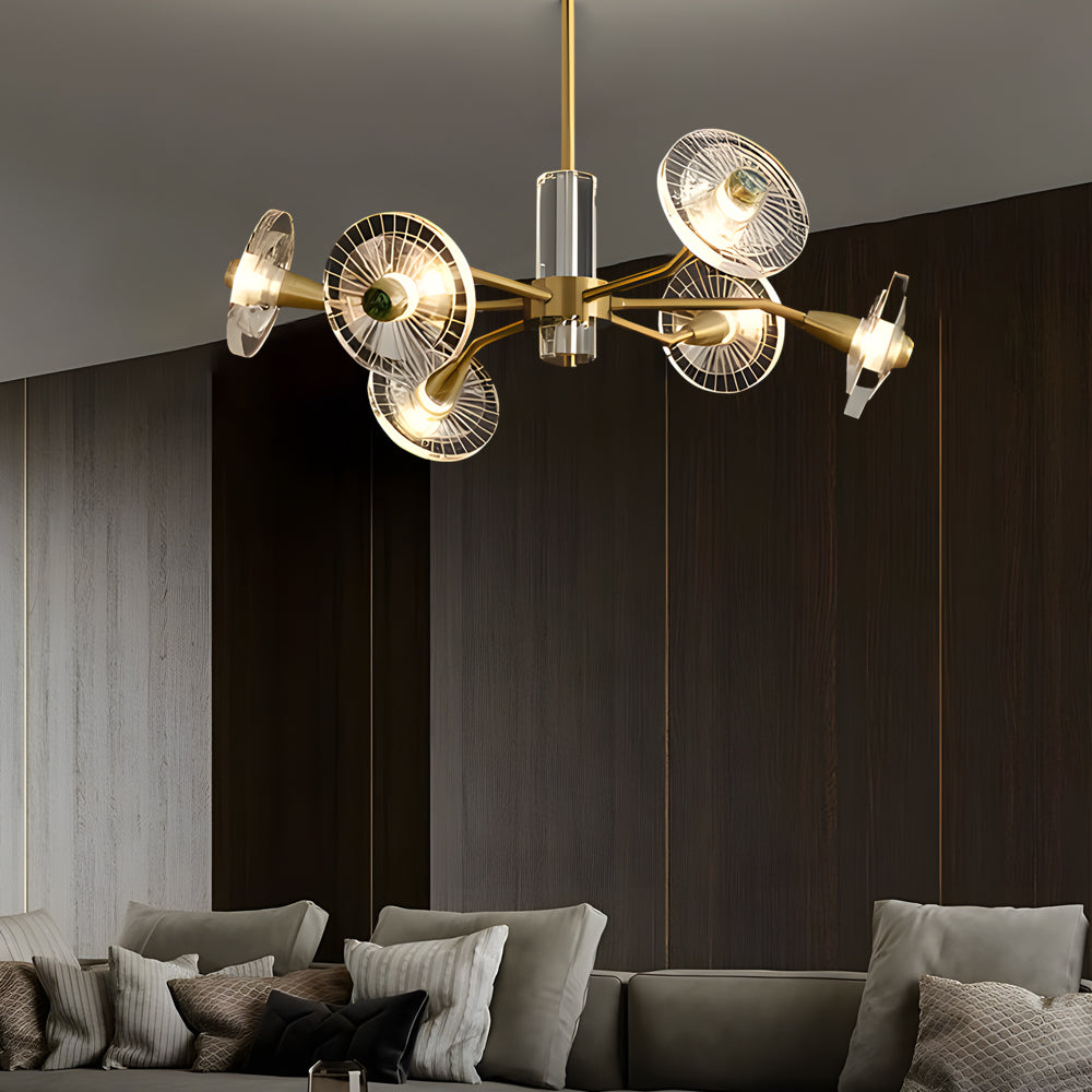 6/8-Light Flower Crystal Copper Post-Modern Chandelier
