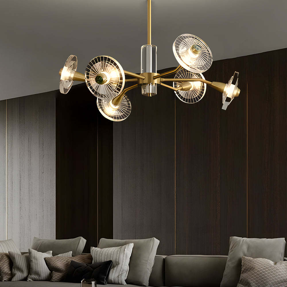 6/8-Light Flower Crystal Copper Post-Modern Chandelier