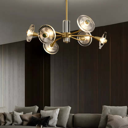 6/8-Light Flower Crystal Copper Post-Modern Chandelier