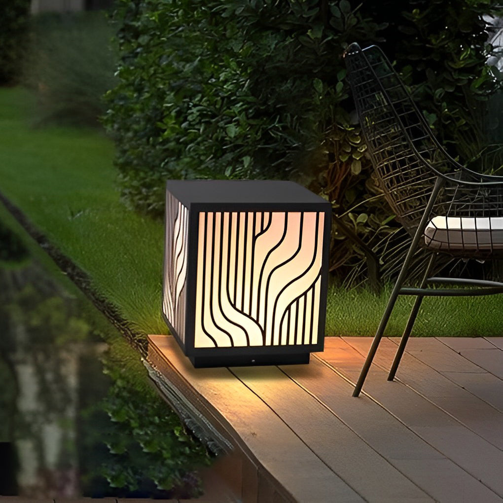 Square Creative LED Waterproof Modern Outdoor Fence Post Lights Pillar Light-Lighom