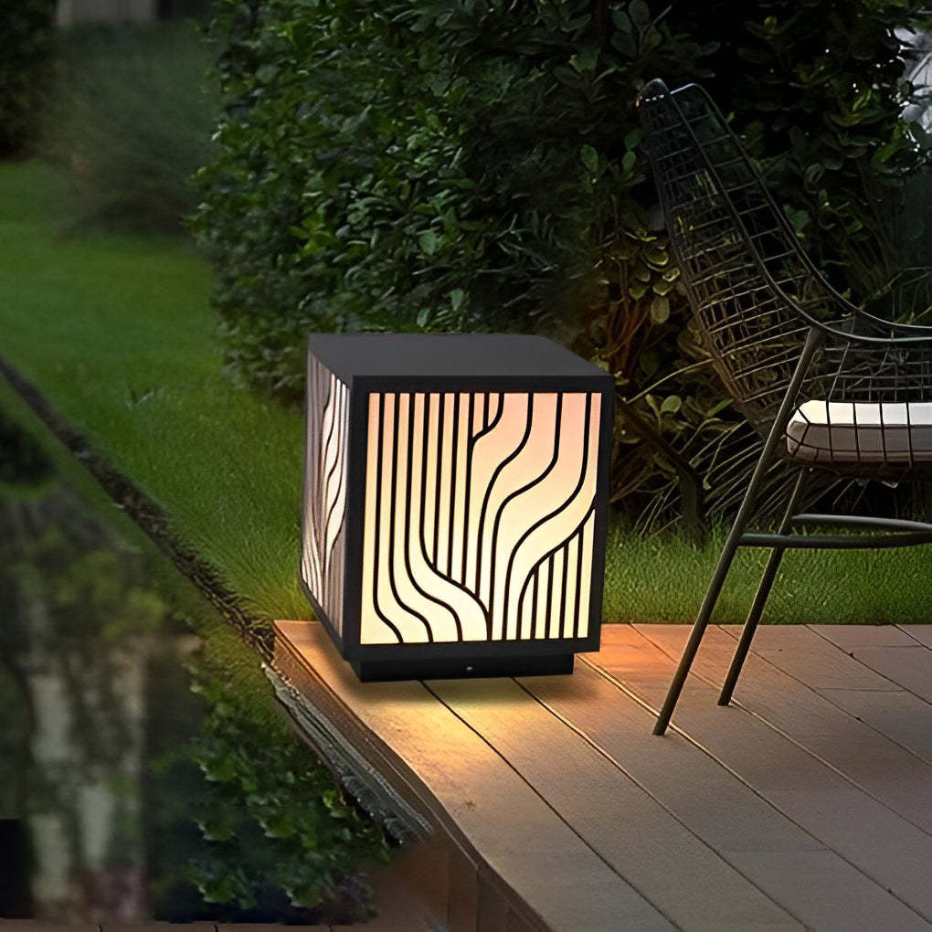 Square Creative LED Waterproof Modern Outdoor Fence Post Lights Pillar Light-Lighom