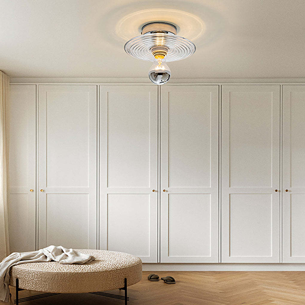 Round Striped Glass Iron Nordic Wall Sconce