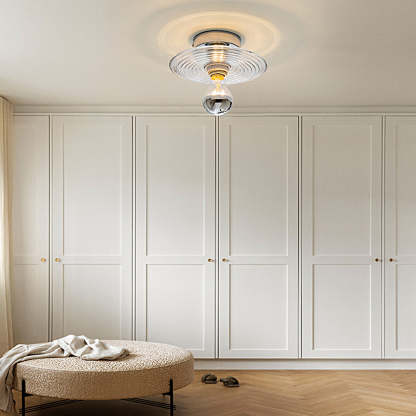 Round Striped Glass Iron Nordic Wall Sconce