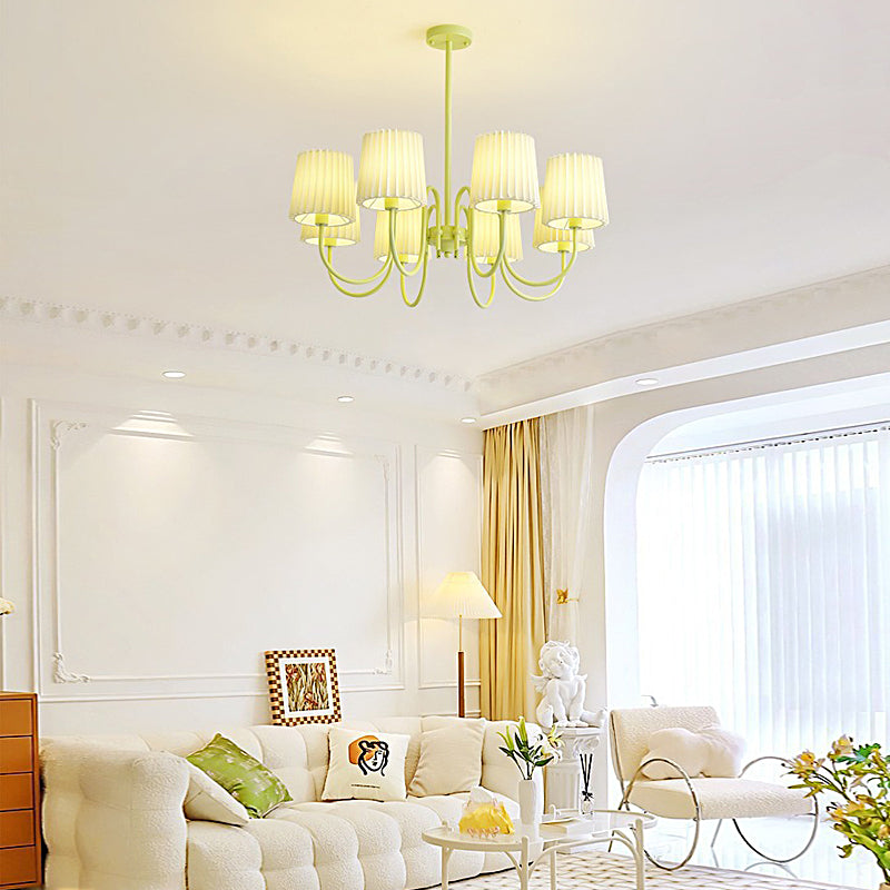 Pleated Fabric Retro Pastoral Green French Style Chandelier Hanging Lights-Lighom