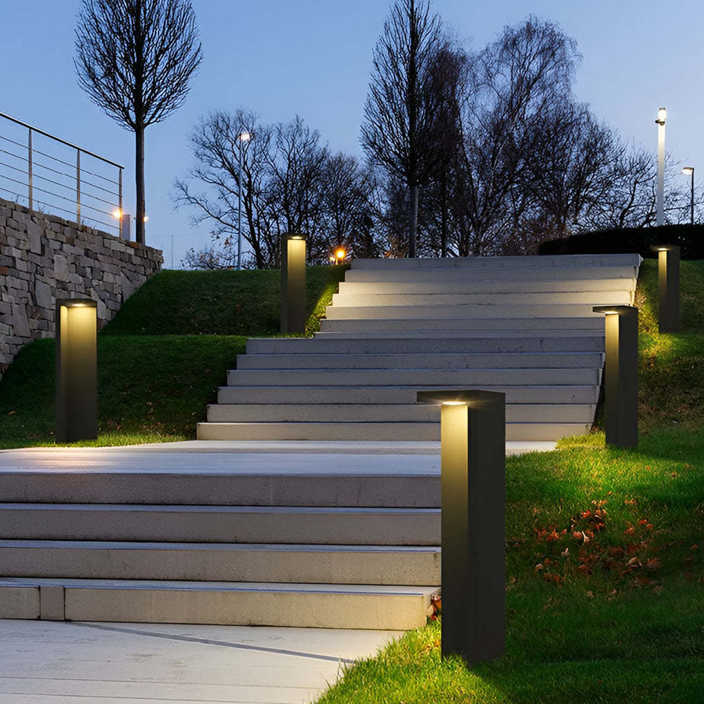 Half-Cut Rectangular Fixture Modern Outdoor Path Light in Gray, LED 4.5W, IP54 Waterproof-Lighom